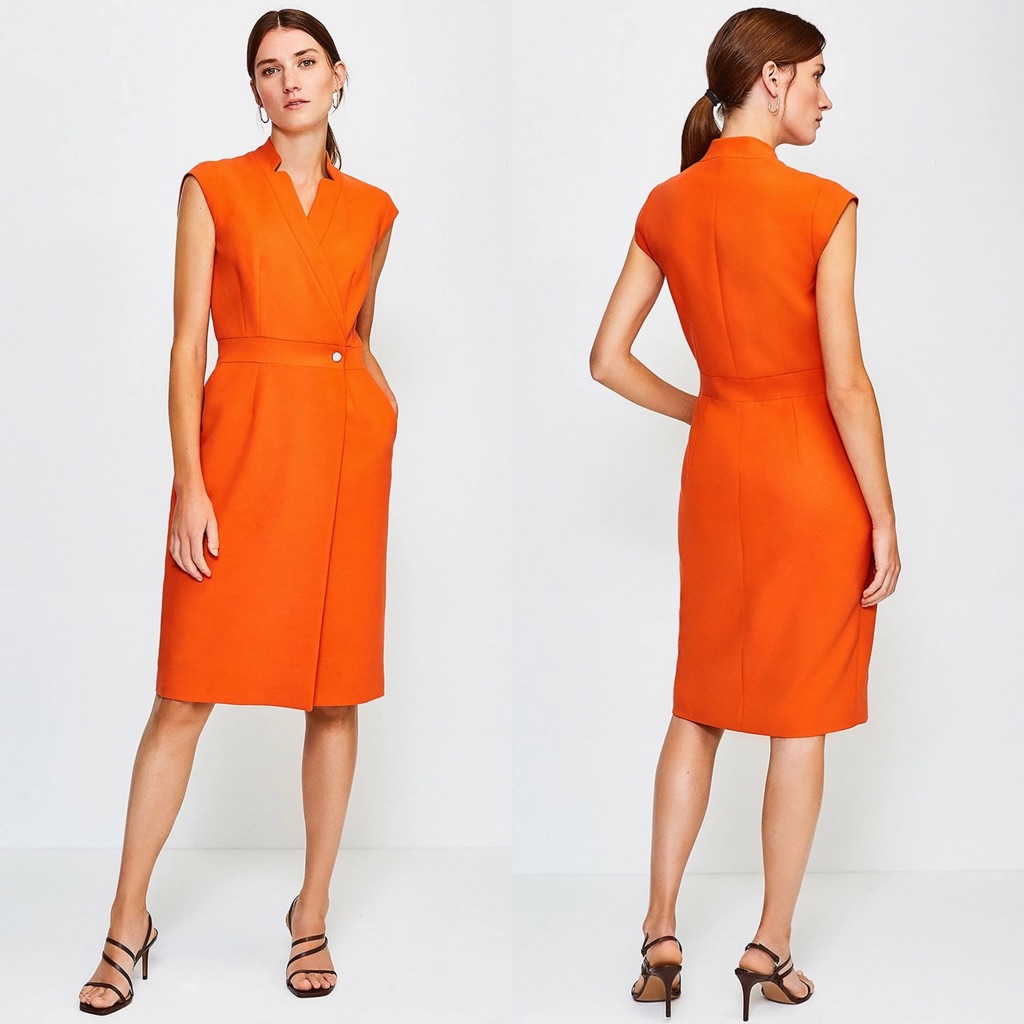 Karen Millen Collar Wrap Sleeveless Midi Dress Size 6 Bnwt